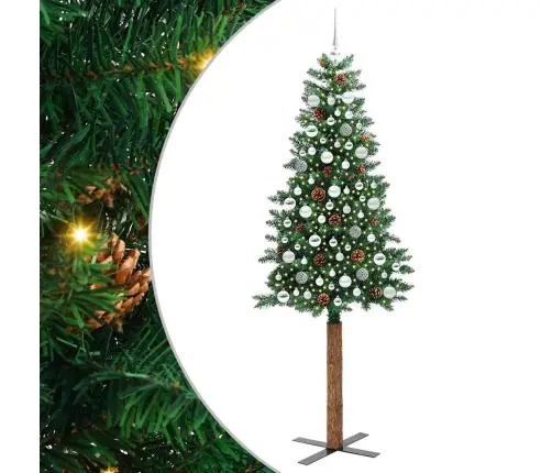 Tievā Ziemassvētku Egle Zaļa 210 Cm Pvc Un Cietā Priedes Koks Vidaxl