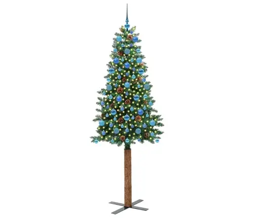 Peen Jõulupuu Koos Alusega Roheline 210 Cm Pvc Ja Tahke Mänd