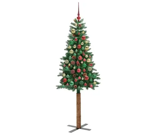 Tievā Ziemassvētku Egle Zaļa 210 Cm Pvc Un Cietā Priedes Koks Vidaxl