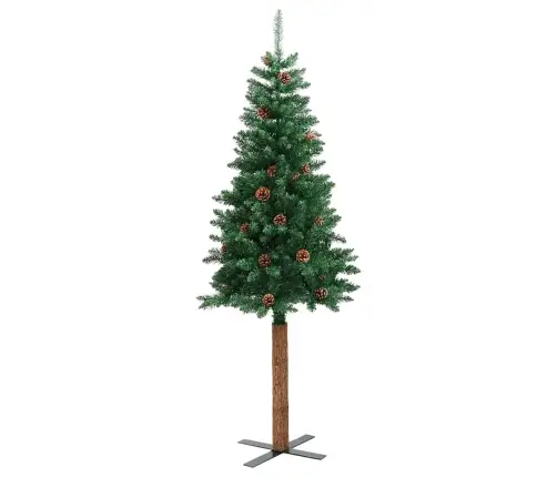 Tievā Ziemassvētku Egle Zaļa 210 Cm Pvc Un Cietā Priedes Koks Vidaxl