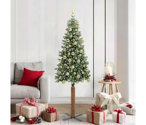 Peen Jõulupuu Roheline Ja Valge 180 Cm Pvc Ja Tahke Mänd Peen Jõulupuu Roheline Ja Valge 180 Cm Pvc Ja Tahke Mänd