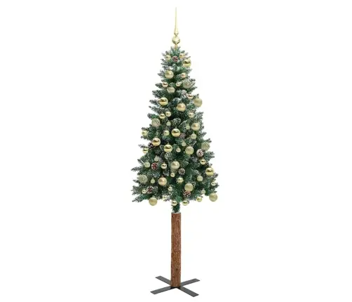 Peen Jõulupuu Roheline Ja Valge 180 Cm Pvc Ja Tahke Mänd Peen Jõulupuu Roheline Ja Valge 180 Cm Pvc Ja Tahke Mänd