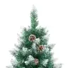 Šaurais Ziemassvētku Koks Led & Bumbu Komplekts Zaļš 210 Cm Pvc Vidaxl
