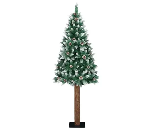 Šaurais Ziemassvētku Koks Led & Bumbu Komplekts Zaļš 210 Cm Pvc Vidaxl