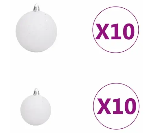 Šaurais Ziemassvētku Koks Led & Bumbu Komplekts Zaļš 210 Cm Pvc Vidaxl