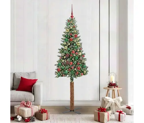 Tievā Ziemassvētku Egle Su 300 Led Zaļš Un Balts 210 Cm Vidaxl Tievā Ziemassvētku Egle Su 300 Led Zaļš Un Balts 210 Cm Vidaxl