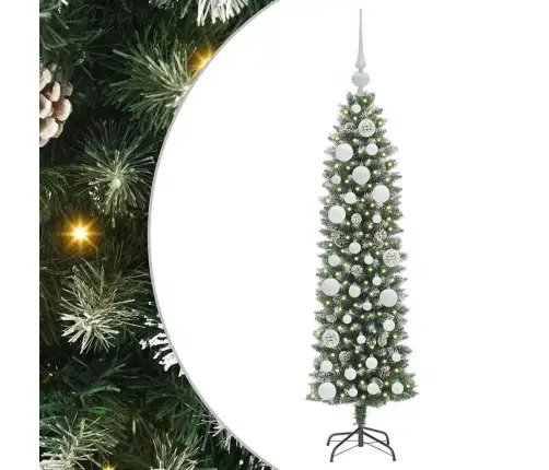 Mākslīgs Slaids Ziemassvētku Koks Zaļš Un Balts 120 Cm Vidaxl