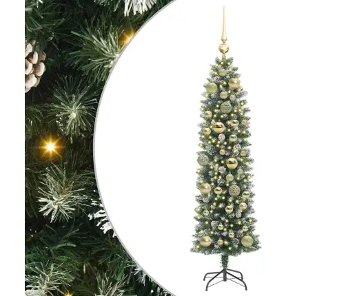 Mākslīgs Slaids Ziemassvētku Koks Zaļš Un Balts 120 Cm Vidaxl