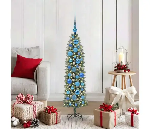 Mākslīgs Slaids Ziemassvētku Koks Zaļš Un Balts 120 Cm Vidaxl