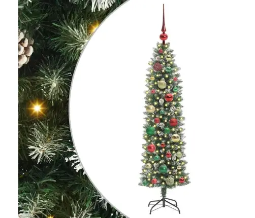 Kunstlik Õhuke Jõulukuusk Koos Alusega Roheline Ja Valge 120 Cm