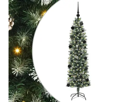 Mākslīgs Slaids Ziemassvētku Koks Zaļš Un Balts 150 Cm Vidaxl