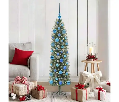 Mākslīgs Slaids Ziemassvētku Koks Zaļš Un Balts 150 Cm Vidaxl