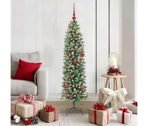 Mākslīgs Slaids Ziemassvētku Koks Zaļš Un Balts 150 Cm Vidaxl