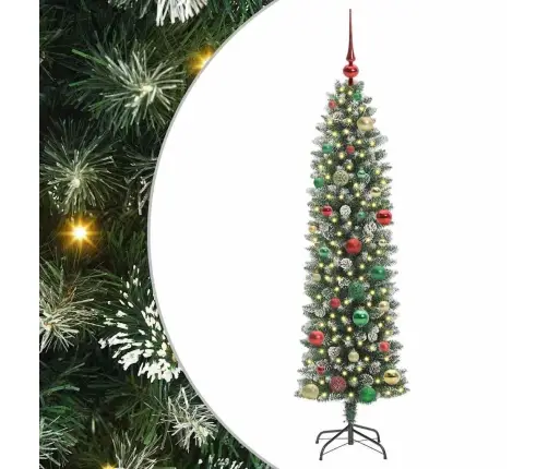 Mākslīgs Slaids Ziemassvētku Koks Zaļš Un Balts 150 Cm Vidaxl