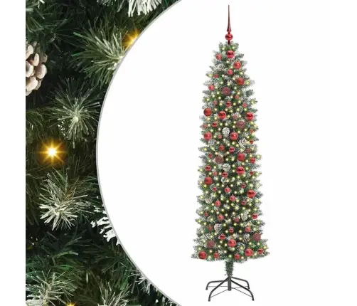 Mākslīgs Slaids Ziemassvētku Koks Zaļš Un Balts 180 Cm Vidaxl