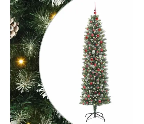 Mākslīgs Slaids Ziemassvētku Koks Zaļš Un Balts 210 Cm Vidaxl