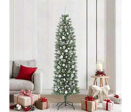 Mākslīgs Slaids Ziemassvētku Koks Zaļš Un Balts 210 Cm Vidaxl Mākslīgs Slaids Ziemassvētku Koks Zaļš Un Balts 210 Cm Vidaxl