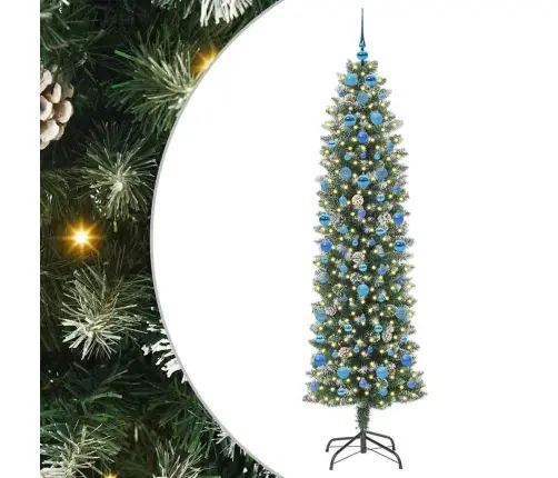 Mākslīgs Slaids Ziemassvētku Koks Zaļš Un Balts 210 Cm Vidaxl