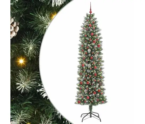 Kunstlik Õhuke Jõulukuusk Koos Alusega Roheline Ja Valge 240 Cm