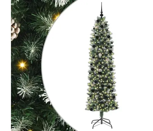 Mākslīgs Slaids Ziemassvētku Koks Zaļš Un Balts 240 Cm Vidaxl