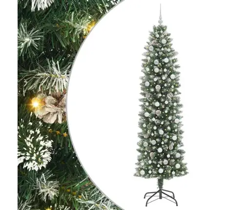 Dirbtinis Lieknas Kalėdų Medis Su 300 Led Žalia Ir Balta 240 Cm Dirbtinis Lieknas Kalėdų Medis Su 300 Led Žalia Ir Balta 240 Cm