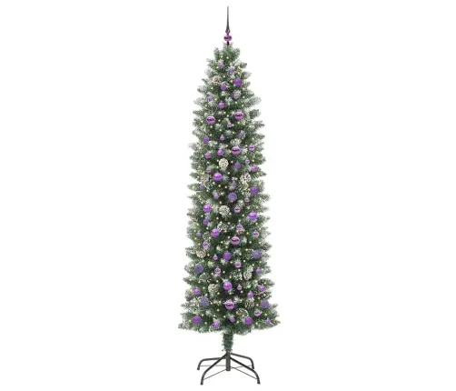 Kunstlik Õhuke Jõulukuusk Koos Alusega Roheline Ja Valge 240 Cm