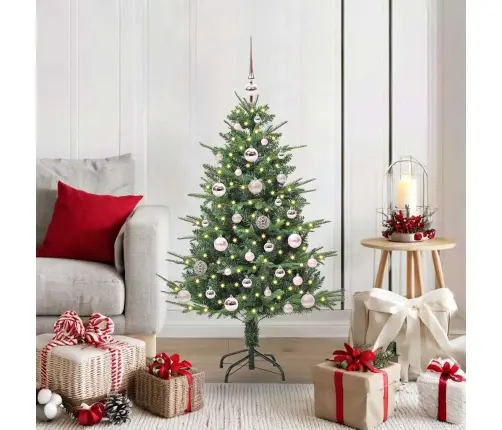 Mākslīgais Iepriekš Apgaismotais Ziemassvētku Koks Ar Bumbu Komplektu Vidaxl