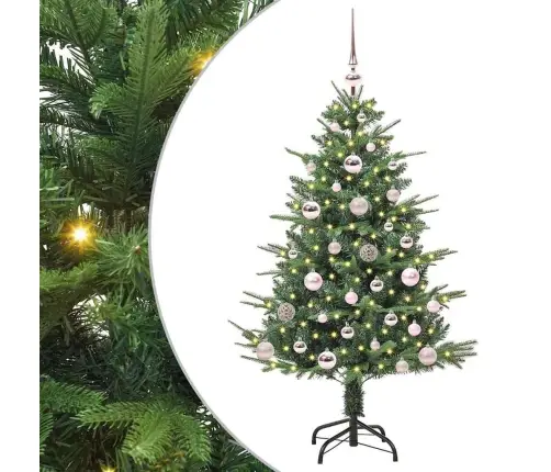 Mākslīgais Iepriekš Apgaismotais Ziemassvētku Koks Ar Bumbu Komplektu Vidaxl