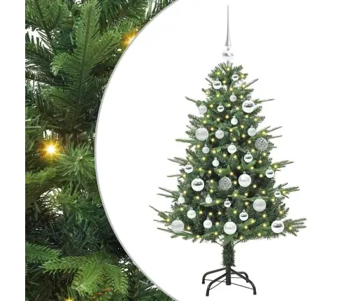 Mākslīgais Iepriekš Apgaismotais Ziemassvētku Koks Ar Bumbu Komplektu Vidaxl