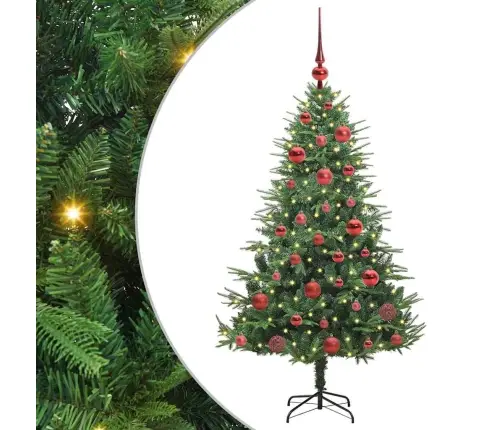 Mākslīgais Iepriekš Apgaismotais Ziemassvētku Koks Ar Bumbu Komplektu Vidaxl Mākslīgais Iepriekš Apgaismotais Ziemassvētku Koks Ar Bumbu Komplektu Vidaxl