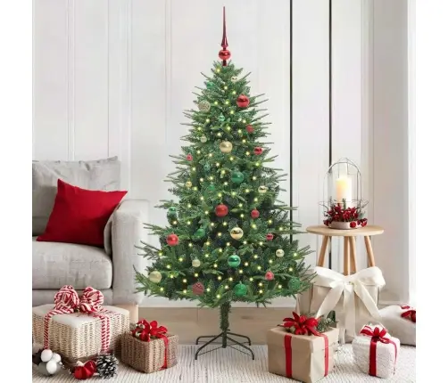 Mākslīgais Iepriekš Apgaismotais Ziemassvētku Koks Ar Bumbu Komplektu Vidaxl