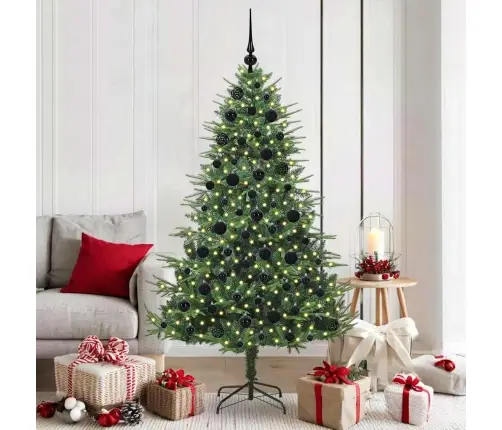 Mākslīgais Iepriekš Apgaismotais Ziemassvētku Koks Ar Bumbu Komplektu Vidaxl Mākslīgais Iepriekš Apgaismotais Ziemassvētku Koks Ar Bumbu Komplektu Vidaxl