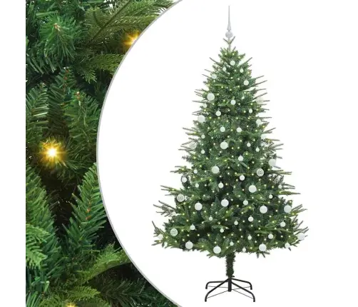 Dirbtinis Apšviestas Kalėdinis Medelis Su Kamuoliukų Rinkiniu