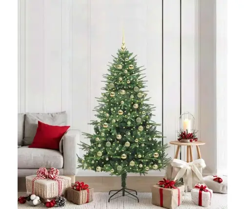 Mākslīgais Iepriekš Apgaismotais Ziemassvētku Koks Ar Bumbu Komplektu Vidaxl