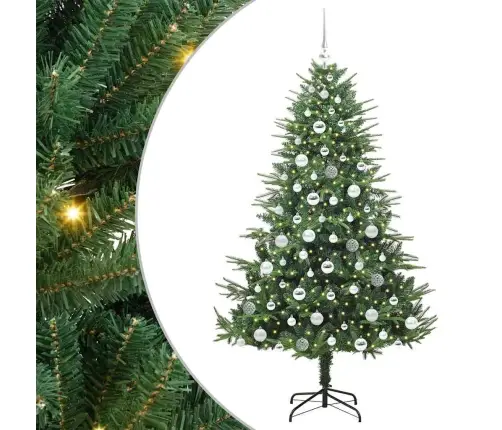 Dirbtinis Apšviestas Kalėdinis Medelis Su Kamuoliukų Rinkiniu