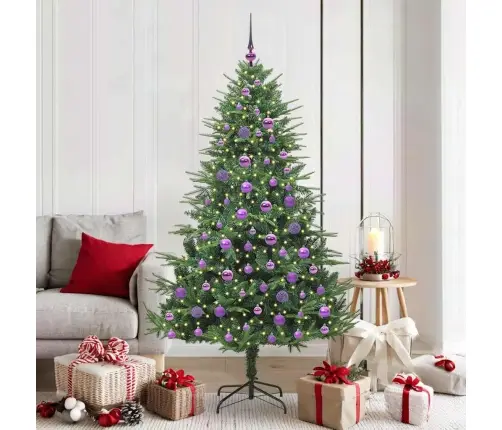 Dirbtinis Apšviestas Kalėdinis Medelis Su Kamuoliukų Rinkiniu