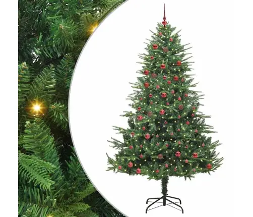 Dirbtinis Apšviestas Kalėdinis Medelis Su Kamuoliukų Rinkiniu