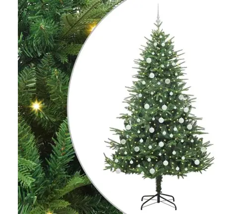 Dirbtinis Apšviestas Kalėdinis Medelis Su Kamuoliukų Rinkiniu