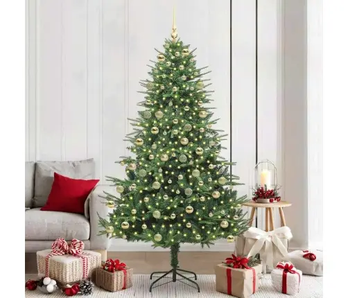 Mākslīgais Iepriekš Apgaismotais Ziemassvētku Koks Ar Bumbu Komplektu Vidaxl