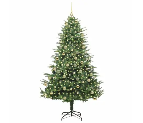 Mākslīgais Iepriekš Apgaismotais Ziemassvētku Koks Ar Bumbu Komplektu Vidaxl