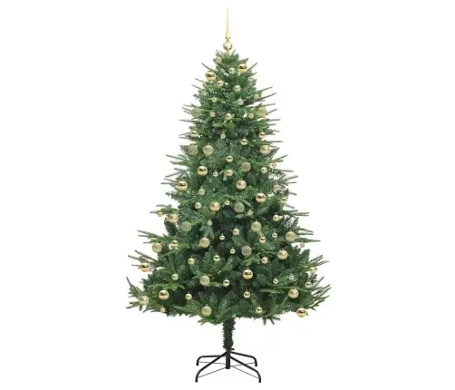 Mākslīgais Iepriekš Apgaismotais Ziemassvētku Koks Ar Bumbu Komplektu Vidaxl