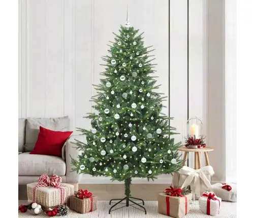 Mākslīgais Iepriekš Apgaismotais Ziemassvētku Koks Ar Bumbu Komplektu Vidaxl