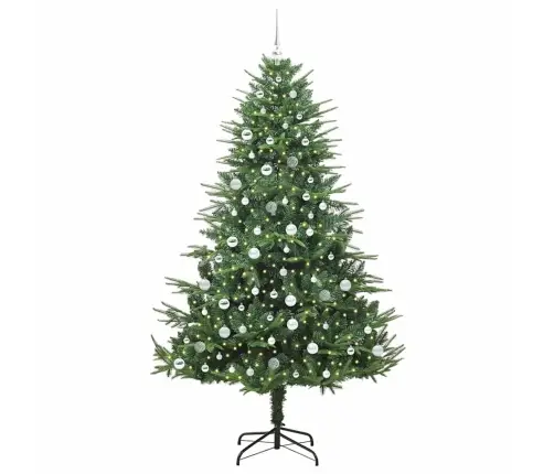 Mākslīgais Iepriekš Apgaismotais Ziemassvētku Koks Ar Bumbu Komplektu Vidaxl