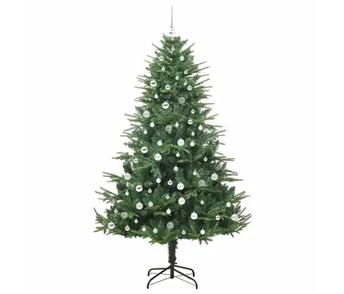 Mākslīgais Iepriekš Apgaismotais Ziemassvētku Koks Ar Bumbu Komplektu Vidaxl