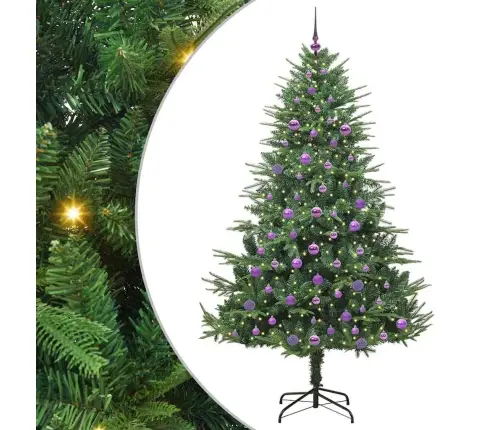 Dirbtinis Apšviestas Kalėdinis Medelis Su Kamuoliukų Rinkiniu