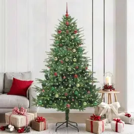 Mākslīgais Iepriekš Apgaismotais Ziemassvētku Koks Ar Bumbu Komplektu Vidaxl