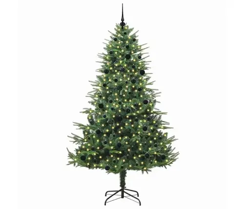 Mākslīgais Iepriekš Apgaismotais Ziemassvētku Koks Ar Bumbu Komplektu Vidaxl