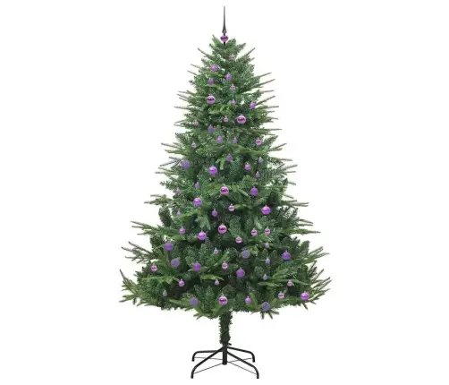 Mākslīgais Iepriekš Apgaismotais Ziemassvētku Koks Ar Bumbu Komplektu Vidaxl