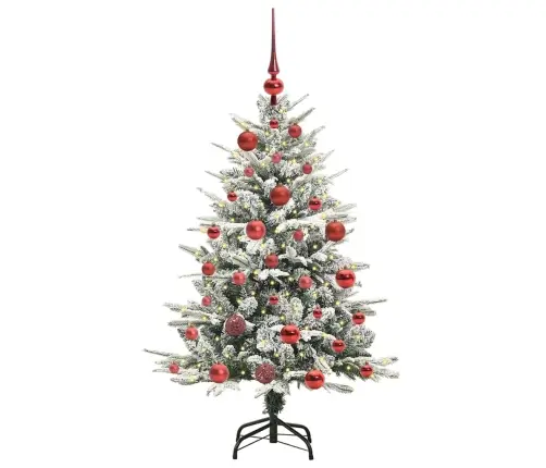 Mākslīgais Iepriekš Apgaismotais Ziemassvētku Koks Ar Bumbu Komplektu Vidaxl