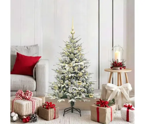 Mākslīgais Iepriekš Apgaismotais Ziemassvētku Koks Ar Bumbu Komplektu Vidaxl